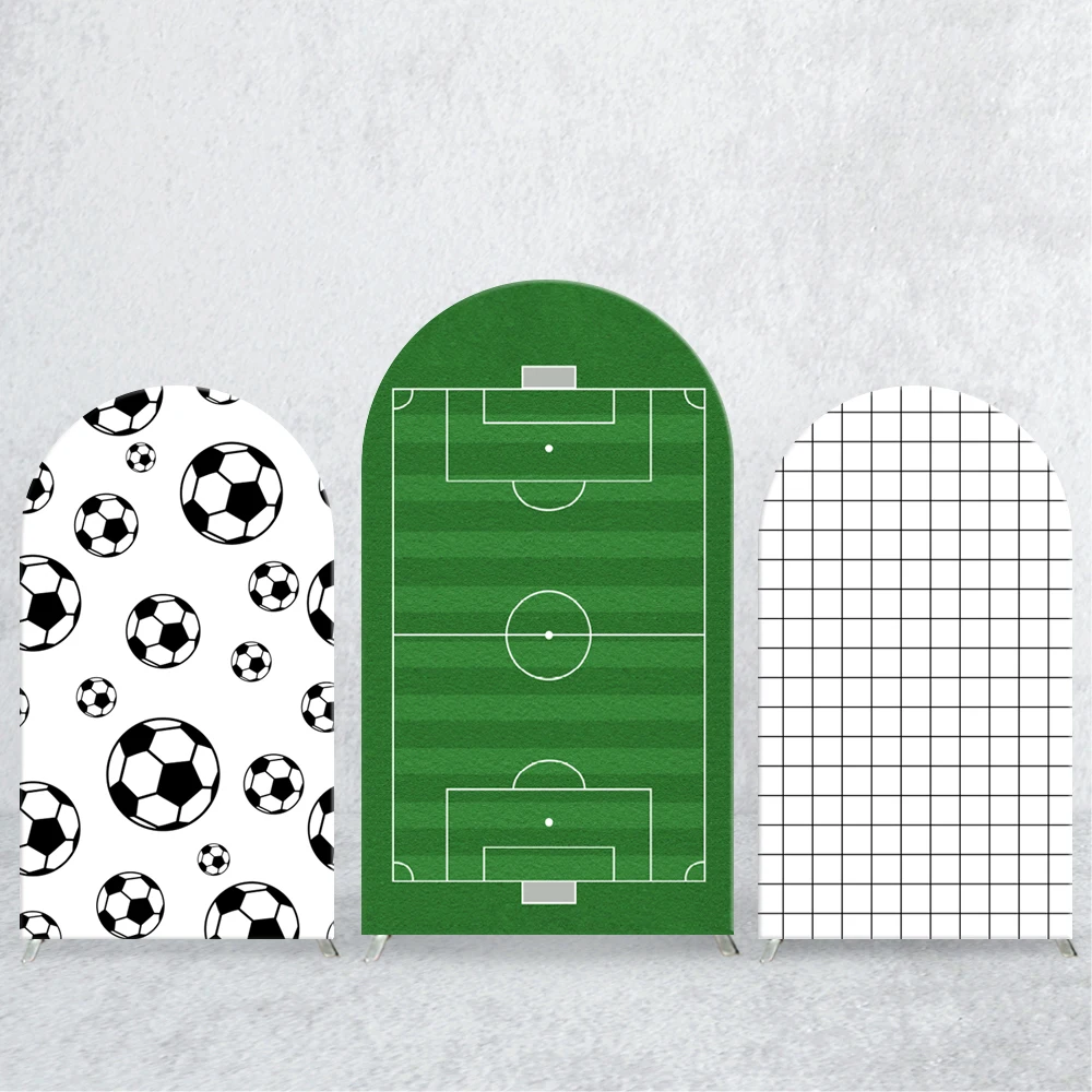 

TB Football Green Grass Arch Backdrop Mehofond Cover Fabric for Child Birthday Party Baby Shower Cartoon Background Decoration