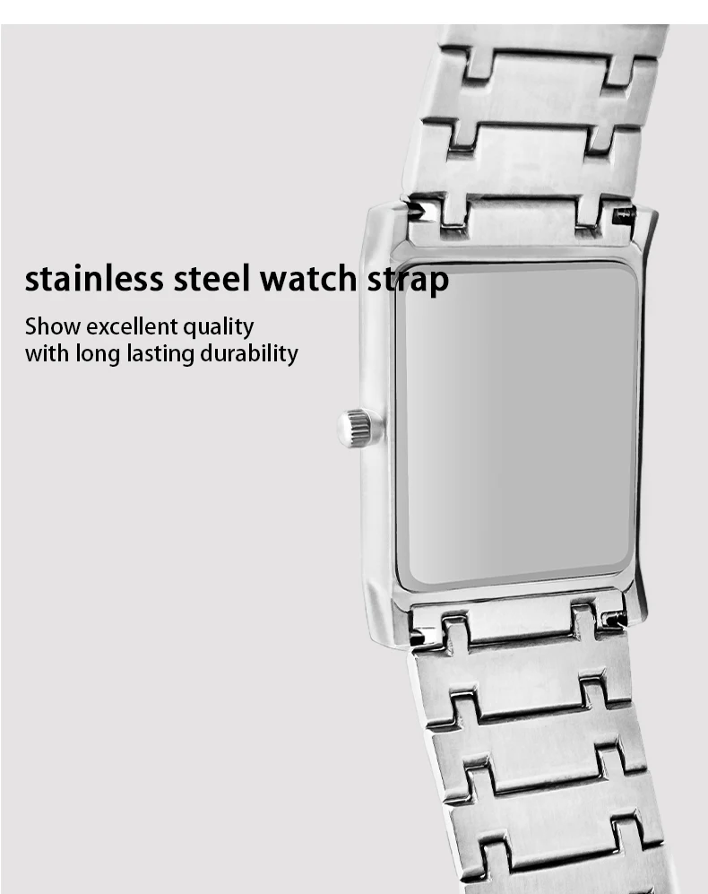 Che Che Square Couple Watches Stainless Steel Band Fashion Date Calendar Male Reloj Hombre Waterproof Quartz Watch For Man Women