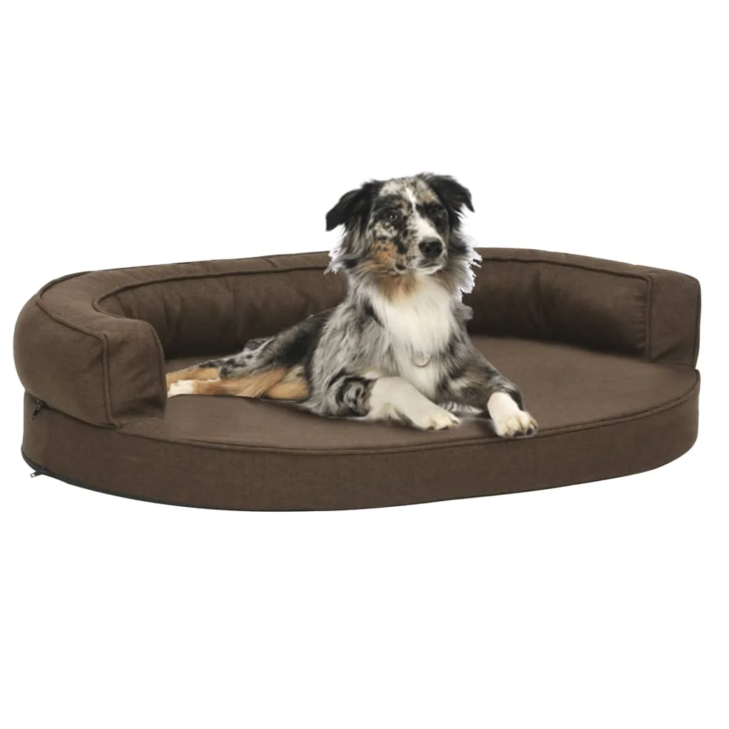 Ergonomische Hundematratze 75 x 53 cm, braunes Leineneffekt, Haustierzubehör, Hundeartikel,