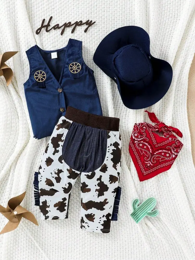 

Four Piece Baby Boys' Clothing Set of Summer New Products Fashion Comfortable Street Casual Style Denim Themed Kid Boys' Suit