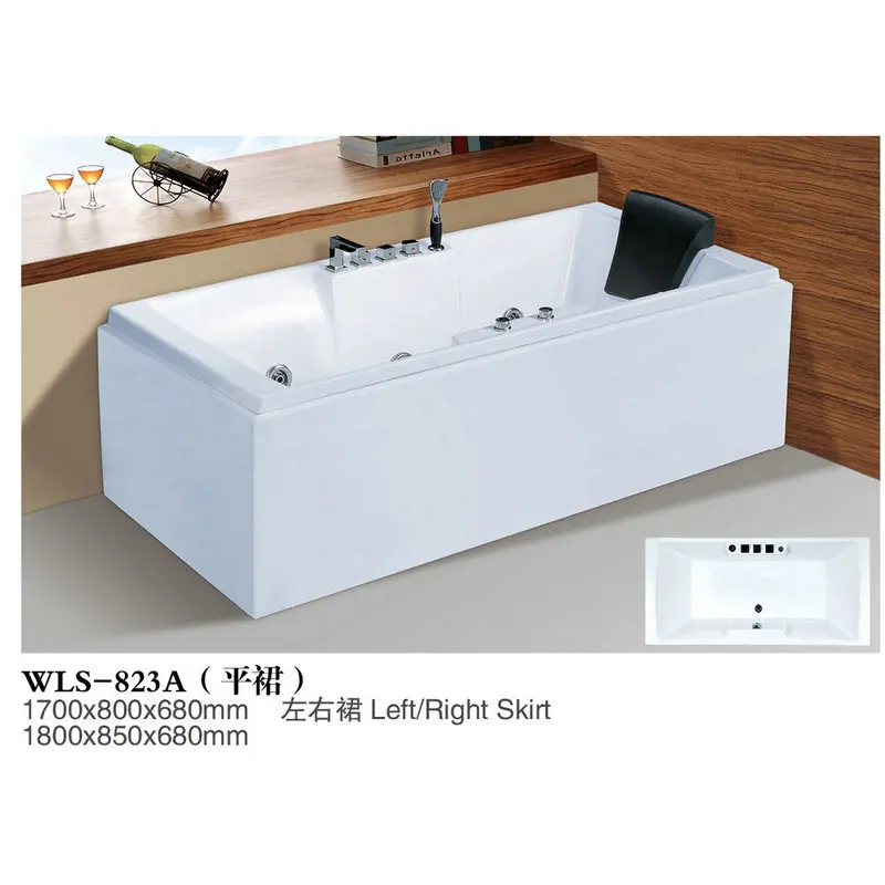 

Acrylic Smart Single Simple Bathtub With Pillow Constant Temperature Heating Surf Massage Five-piece Bathtub 823A