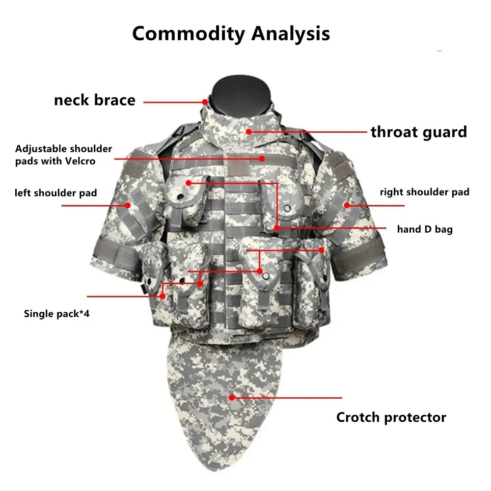 Detachable Expand Tactical Vest Combat Uniform Military Fan Protective Waistcoat Travel Adjustable Shoulder Straps Camo Garment