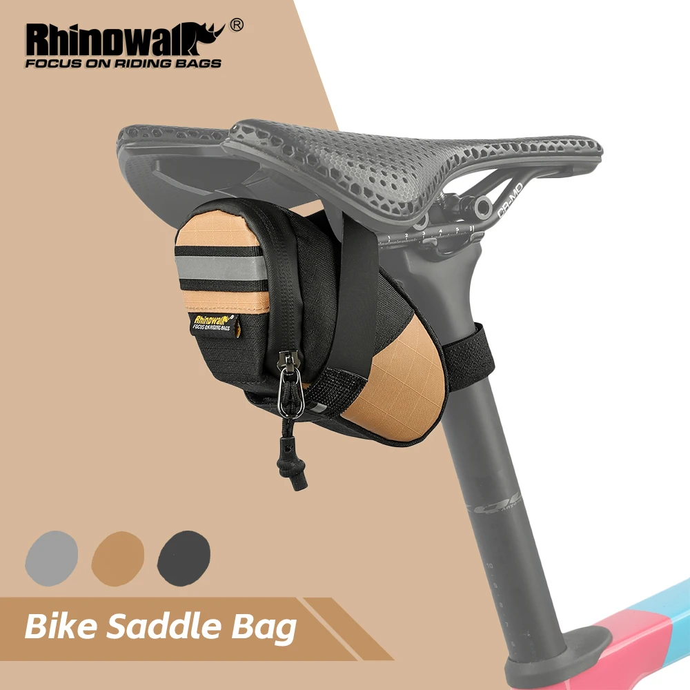 Rhinowalk Bike Saddle Bag 0.4L Water Resistant Rear Tail Pack Accessory Tool Storage Reflective Bicycle Cycling Kit Easy Carry