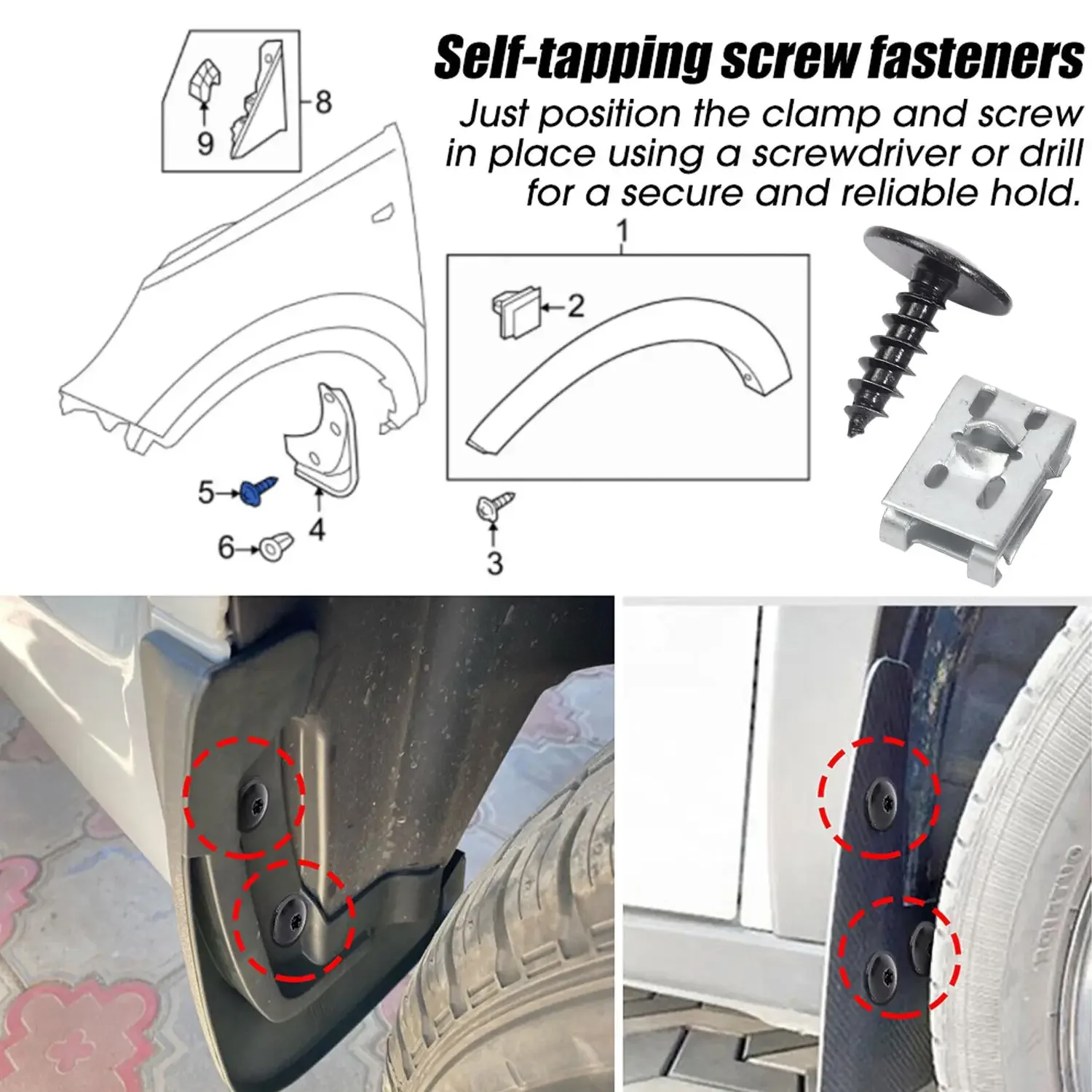 Automotive Kotflügel-Stoßstangen-Spritzschutz-Befestigungssatz U-Typ Mutter Torx-Schraube OE N90974701 N90959101 Ersatz für VW Audi Porsche – Detail 10