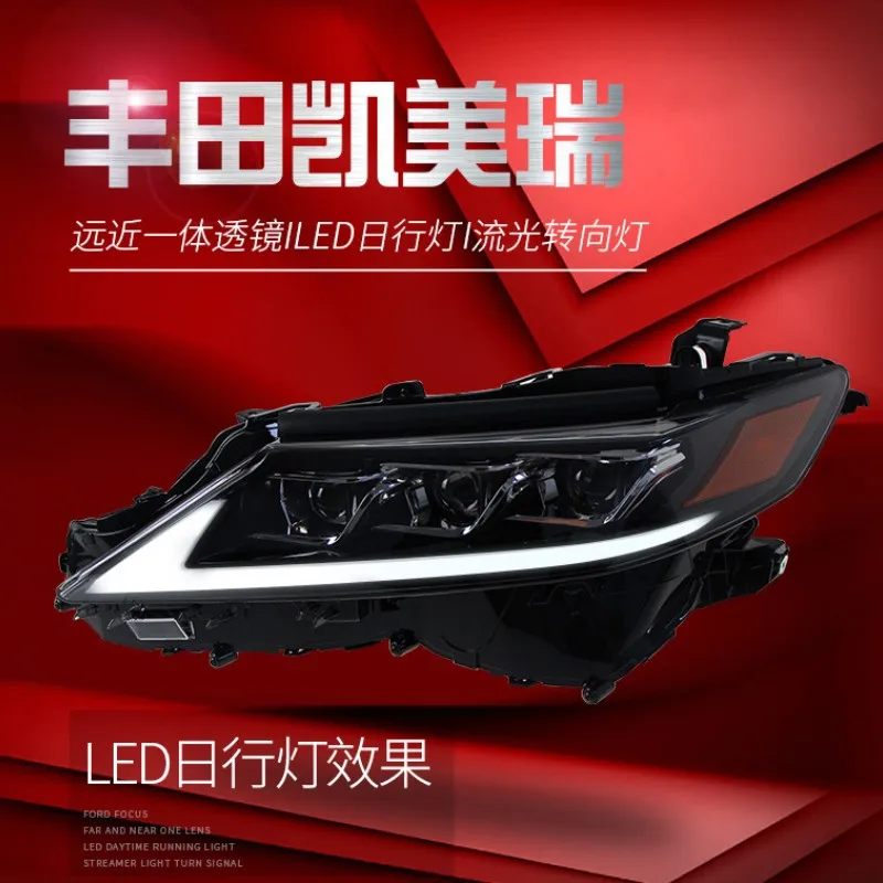 Car LED Head Lamp For Toyota 8th Generation Camry 2018-2022 Daytime Running Light Streamer Turn Signal Indicator Headlights