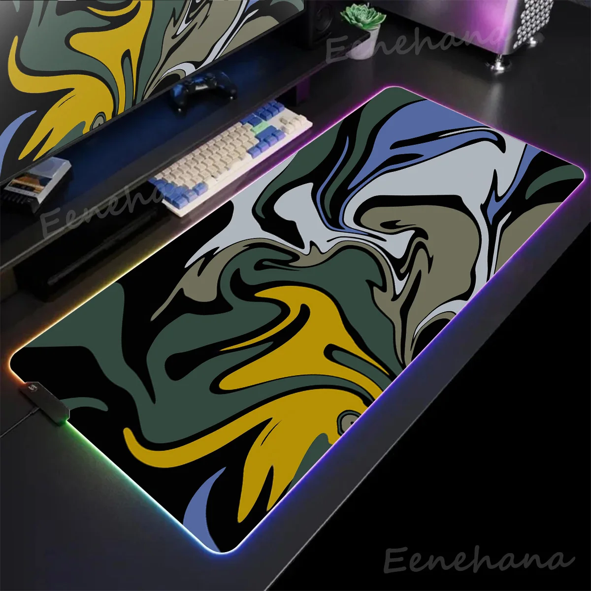 

Strata Liquid Stains Large Custom Gamer Keyboard RGB Deskmat Mousepad Office Accessories PC Gaming LED Backlight Extended Pad