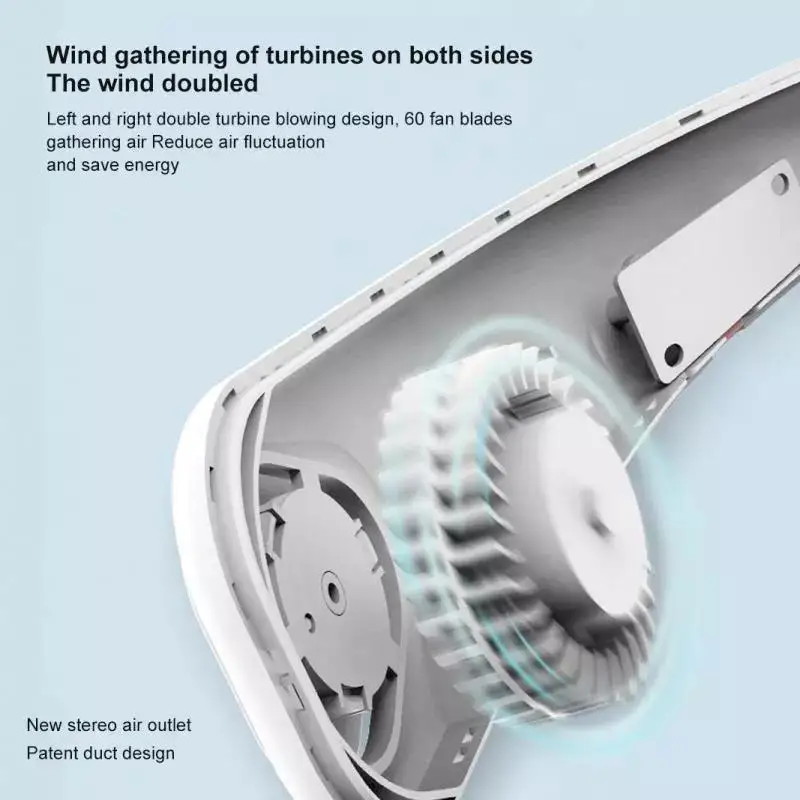 Портативный безлопастный вентилятор для шеи, подвесной Бесщеточный вентилятор для шеи, перезаряжаемый через USB вентилятор, бесшумные спортивные вентиляторы, кондиционер воздуха