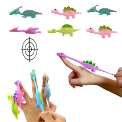 5Pcs Finger ejection dinosaur toys rubber dinosaur Slingshot dinosaur birthday party favors dinosaur party decoration gift