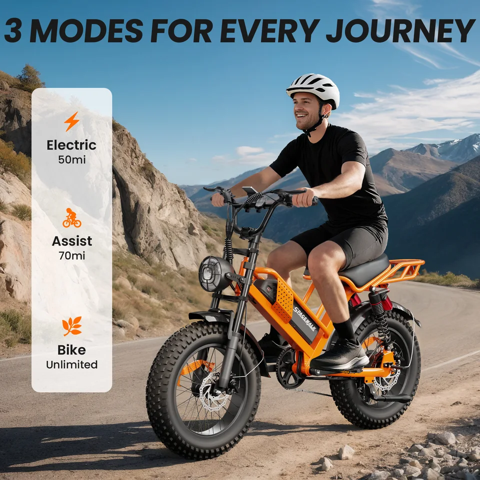 Spacewalk 2000W Electric Dirt Bike for Adults 20×4.0 Fat Tire Electric Bike UL Certified 720Wh Battery 70 Miles Long Range Off Road Mountain E-Bike Full Suspension Electric Bicycle image 5