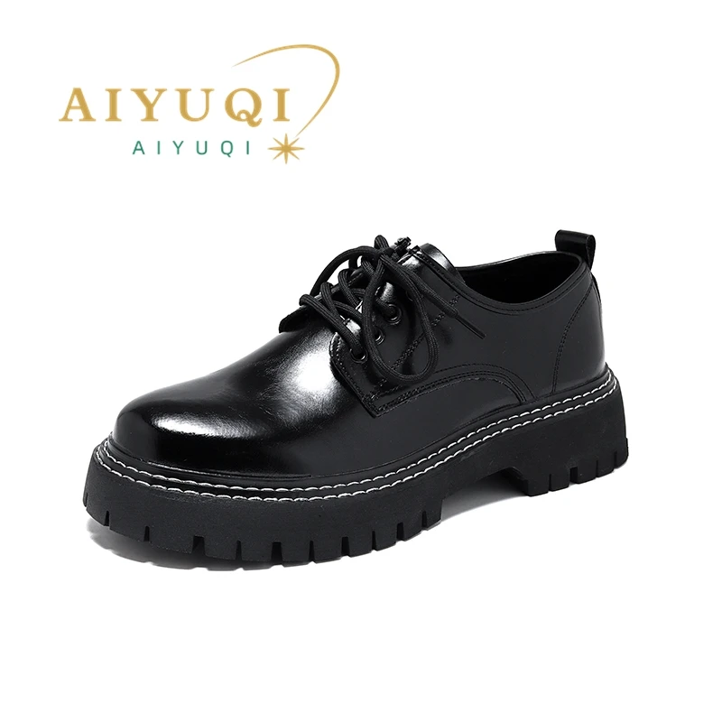 

AIYUQI Men Loafers Shoes Fashion 2023 Autumn Men Oxford Shoes Platform Student Round Head Lace-up Shoes For Men