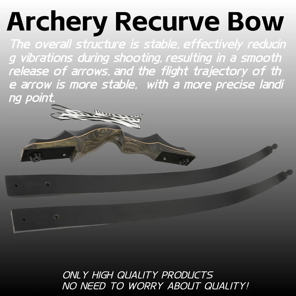 Archery Recurve Bow Arrow Set 62" High-Density Technical Wood Riser Detachable Adults Hunter Outdoor Hunting Target Shooting - view 3