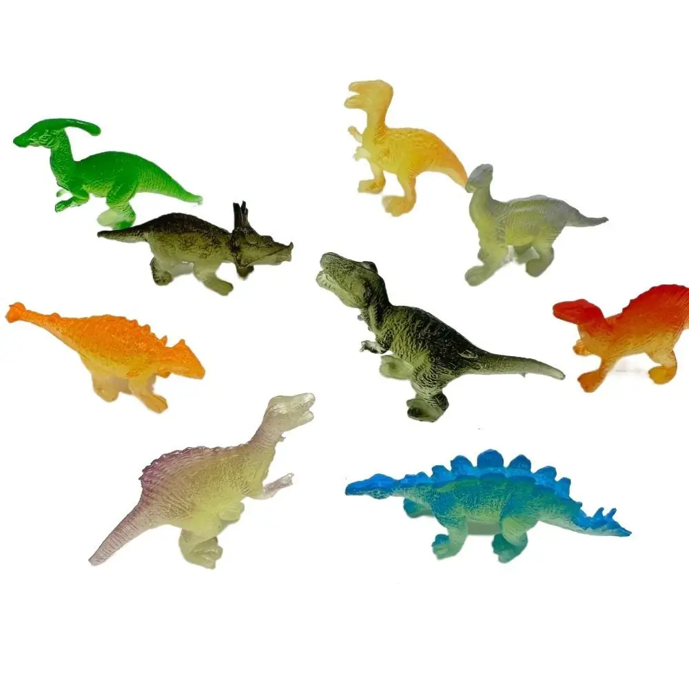 Mainan dinosaurus bersinar dalam gelap, mainan dinosaurus PVC tokoh aksi dinosaurus berpendar ornamen bercahaya Noctilucent simulasi dinosaurus