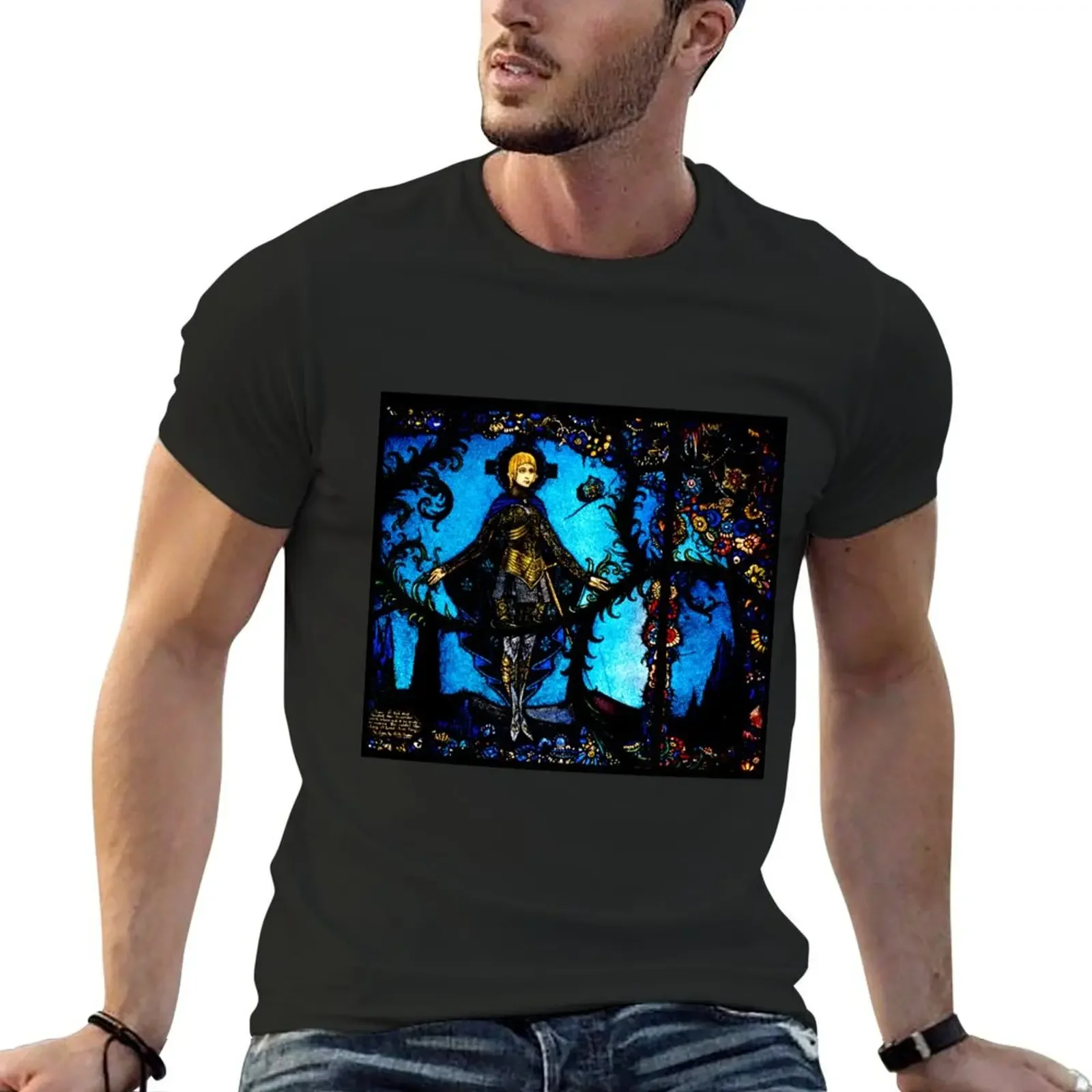 

Saint Joan Heritage Geneva Window - Harry Clarke T-Shirt Blouse vintage graphic tee workout shirts for men