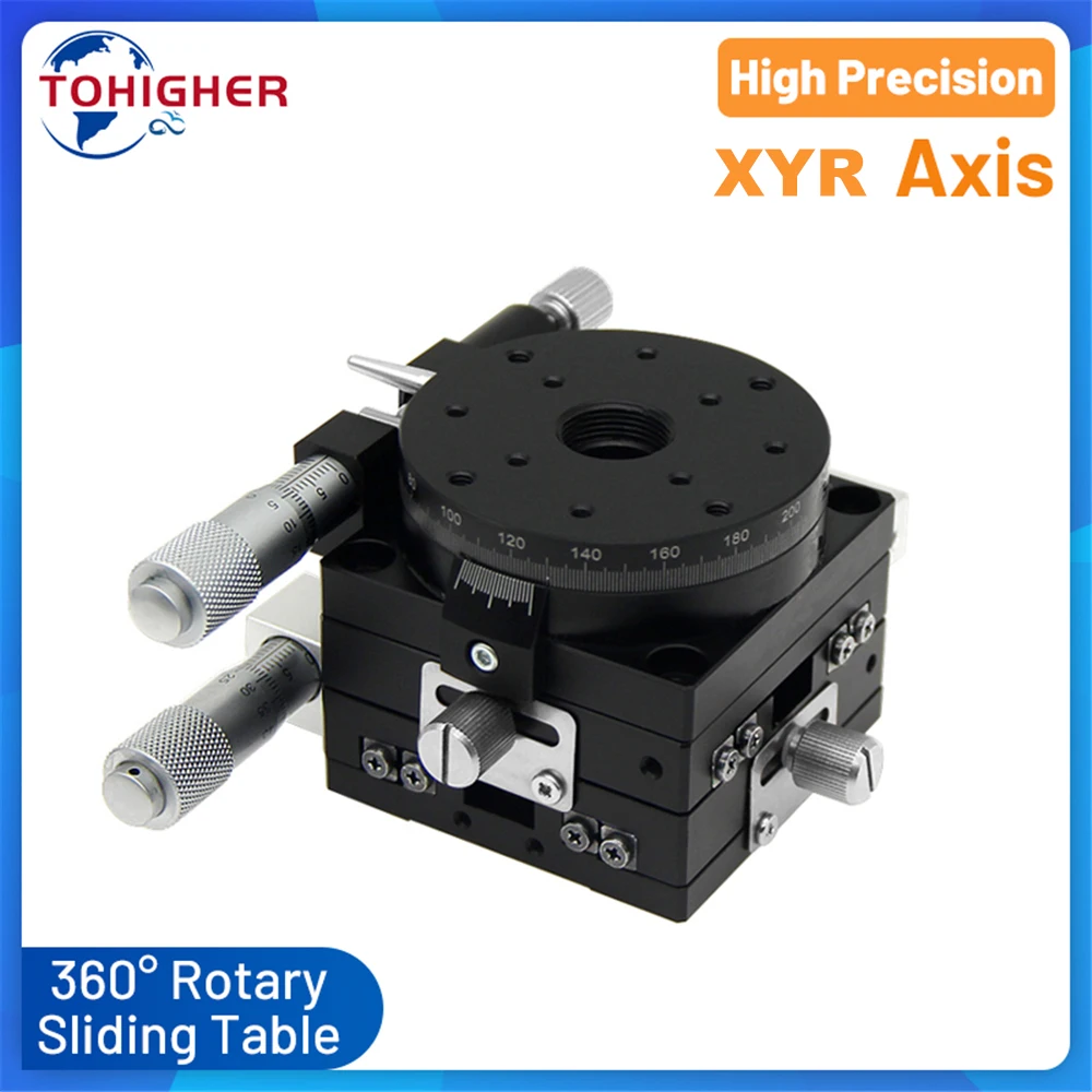 XYR Axis 360 Degree Rotary Optical Sliding Table Micrometer Adjust Angle Platform XY Axis Horizontal Displacement Platform