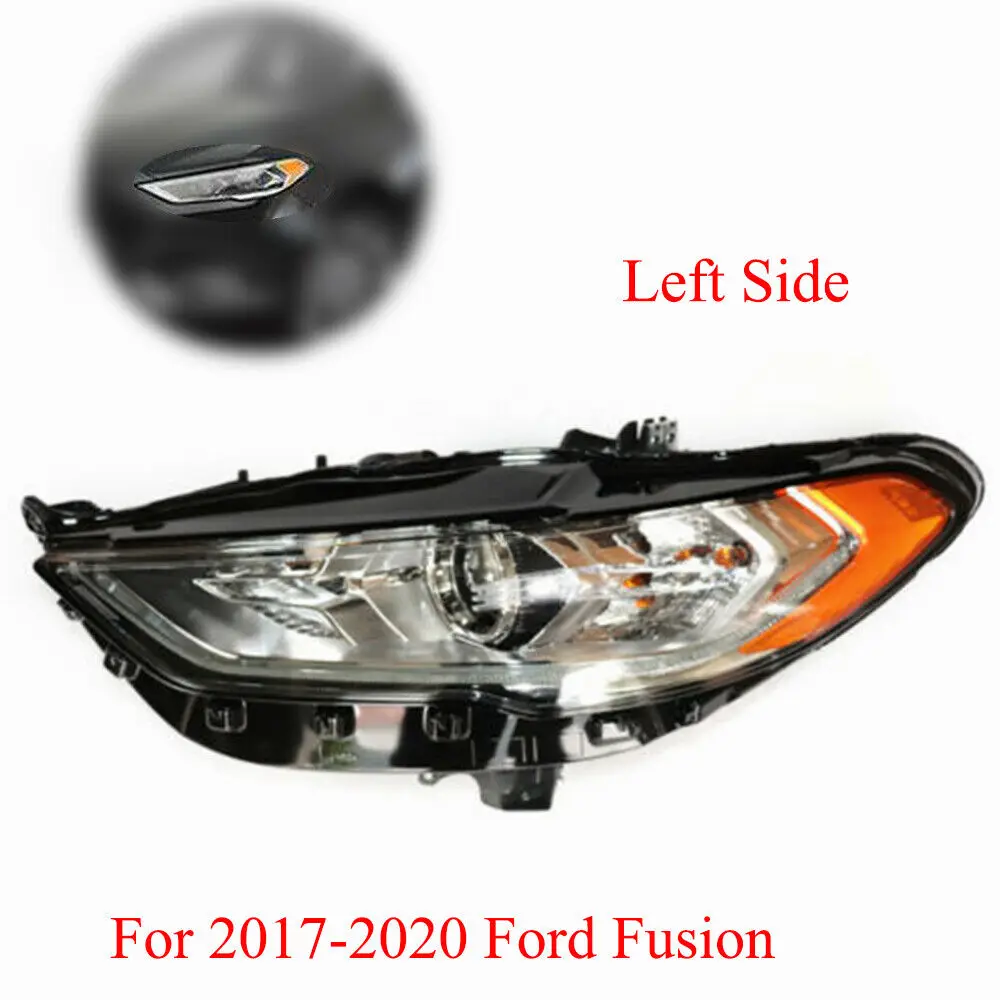 Halogênio do lado do motorista w/farol de LED, farol do lado esquerdo durável, apto para 2017-2020 Ford Fusion, halogênio LH, novo