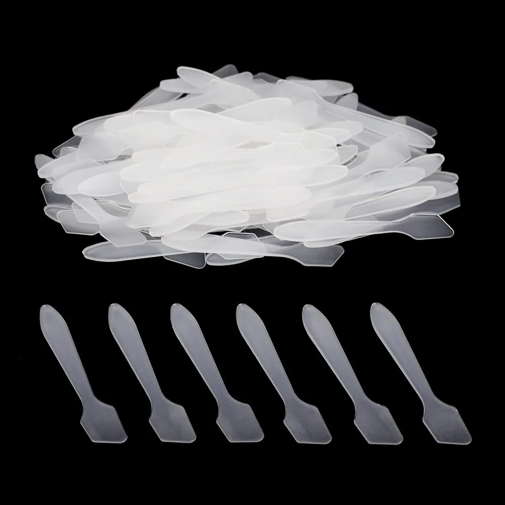 50pcs Disposable Makeup Spatulas, 3.2 Inch Plastic, Ideal for DIY Skincare, Wedding Favors, Salon Use