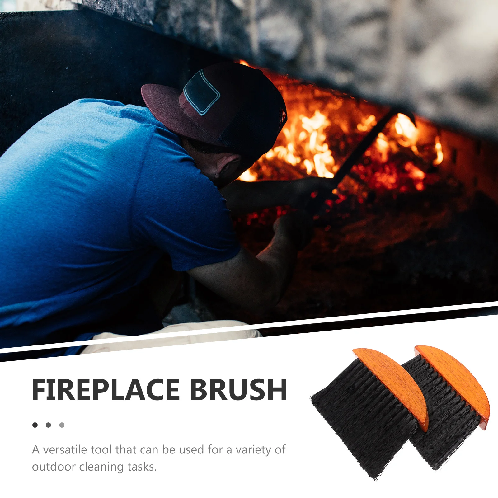 

2Pcs Fireplace Brush Soft Bristle Cleaning Tool Durable Hand Broom Fireplace Dust Brush for Indoor Outdoor Use