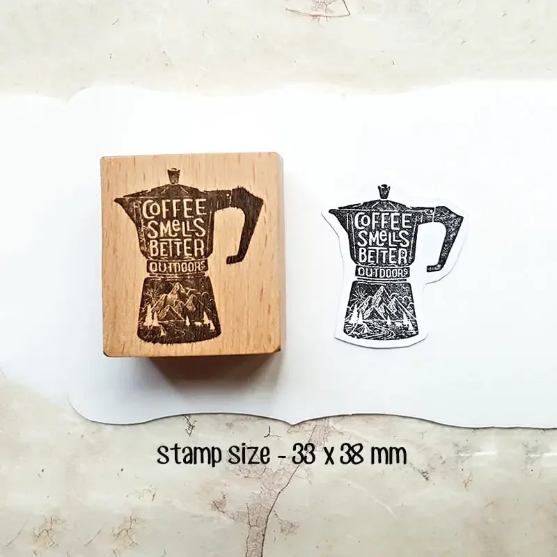 ختم سكرابوكينغ وقت القهوة 6 أنواع مذكرات الديكور مجلة سجل القصاصات لطيف المجلات طوابع خشبية #3