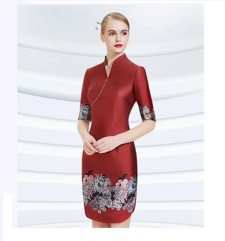 Stewardess Uniform Vrouwelijke Cheongsam Jurk Professionele Pak Sales Afdeling Hotel Receptie Etiquette Veiligheid Werkkleding