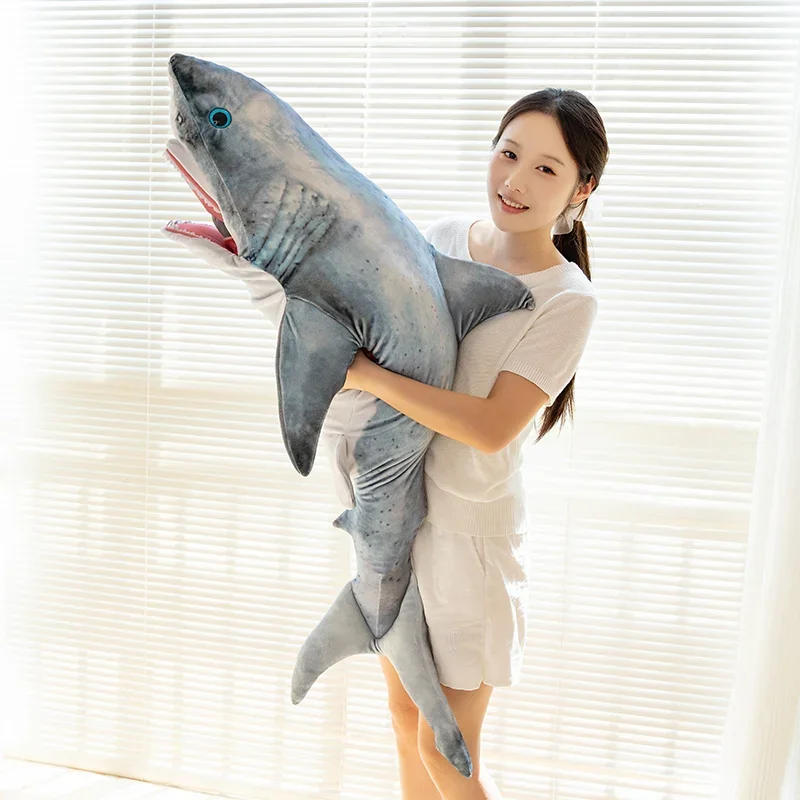 Giant Realistic Shark Plush Pillow Soft Stuffed Sea Animal Cushion Large Size For Sofa Bedroom Home Decor Gift Ornament