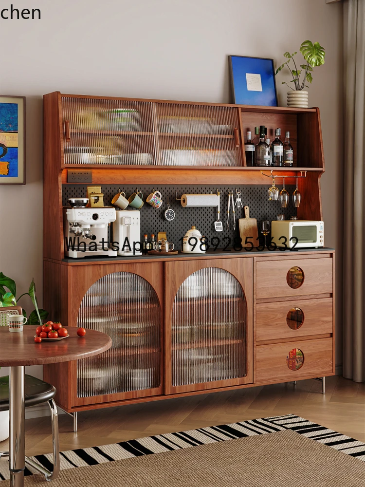 side cabinet solid wood retro high cabinet kitchen wine  storage storage cabinet