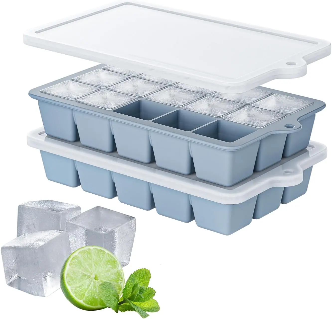 

Ice Cube Tray 2 Pack, HANCELANT Ice Cube Mold, Ice Trays for Freezer with Lid for Whiskey, Baby Food, BPA Free, Easy Release