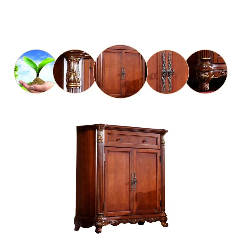 Furniture American Special Offer Solid Wood Two-door Storage Shoe Cabinet European-style Retro Porch Partition Shoe Cabinet