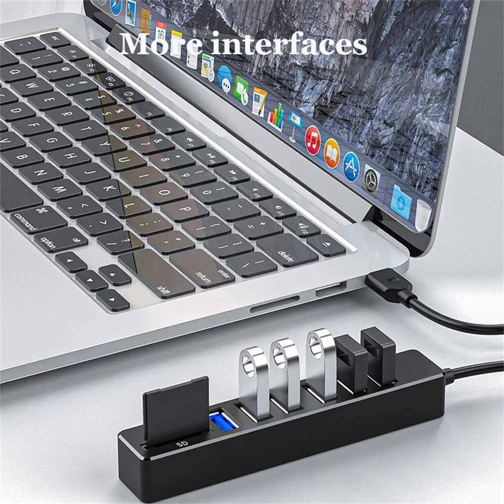 3/6 Ports USB Hub 2.0 Multi USB 2.0 Hub USB Splitter High Speed Support TF SD Card Reader All In One For PC Computer Accessories