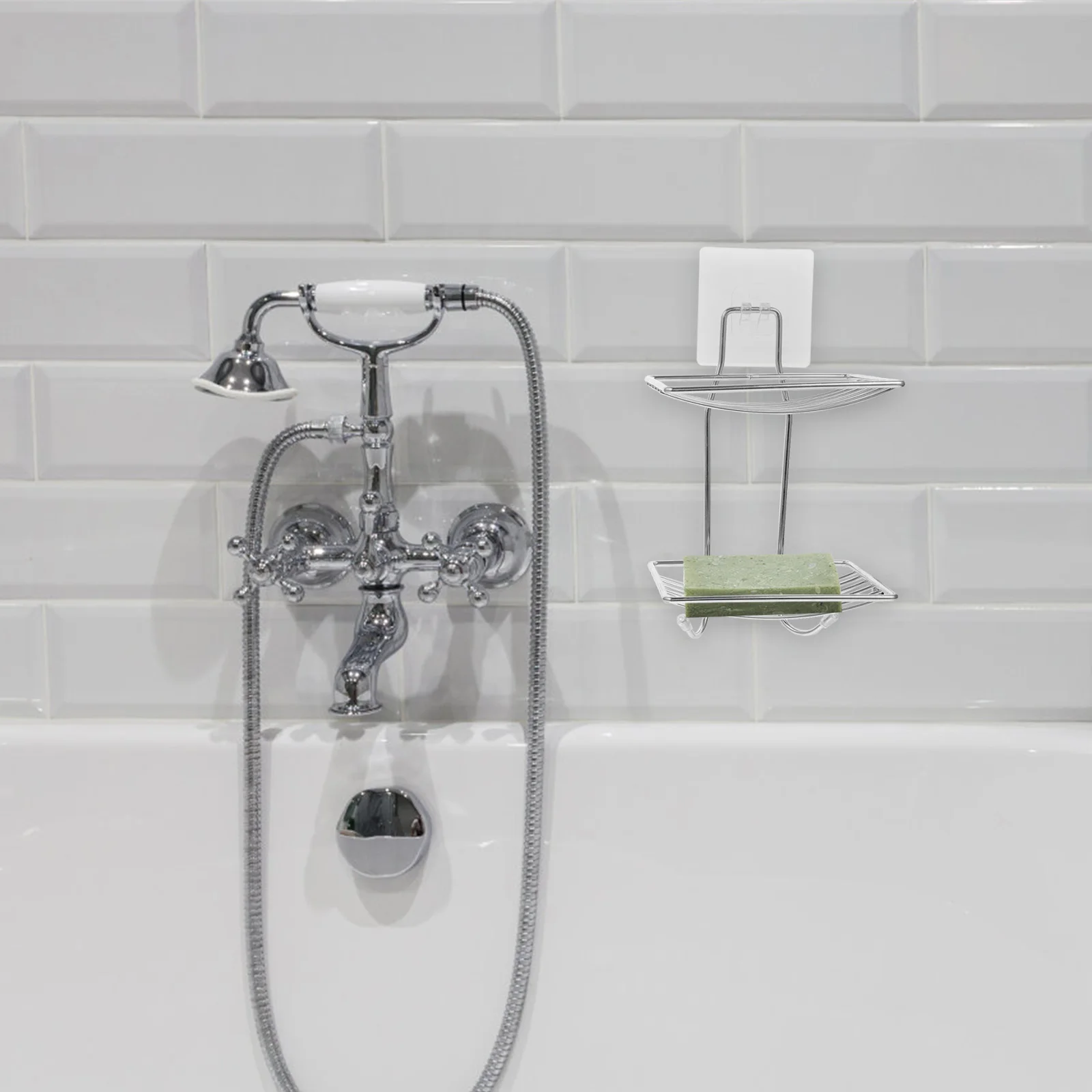 

2pcs Stainless Steel Holder Wall Mounted Double Layer Soap Rack For Shower Bathroom Kitchen Adhesive Hooks Soap Dish Organizer