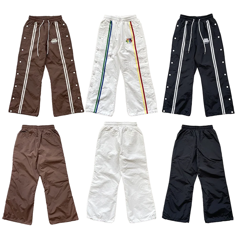 

Project Capri Casual Long Pants Embroidery Sle Button Detail Youthful Vitali Straight Leg Trousers for Daily Wear Autumn ...