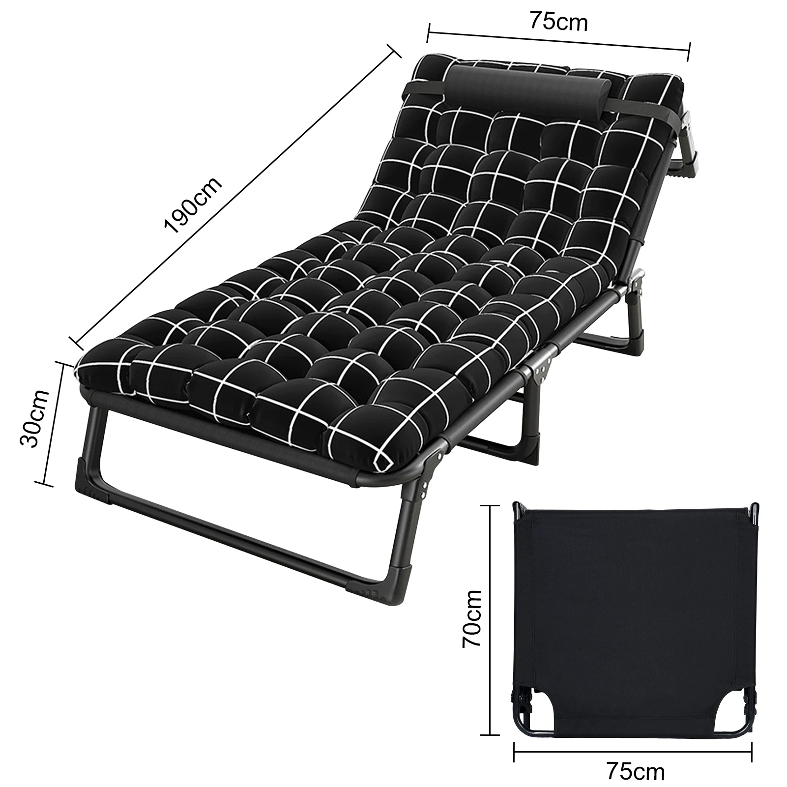 Mobile Sleeping Folding Bed Household Office Folding Bed Camping Cot with Cushion Comfortable Lounge Chair for Self Drive Tour