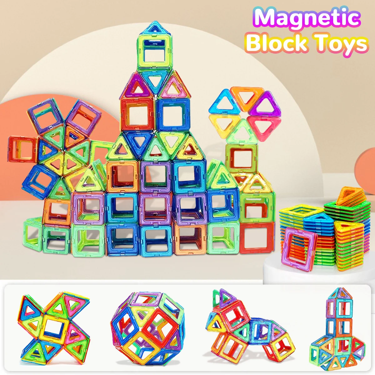 Magnetic Building Blocks DIY Magnets Toys medium size STEM Toys Construction Toys Learning Educational Magnet Toys, Magnet Tiles