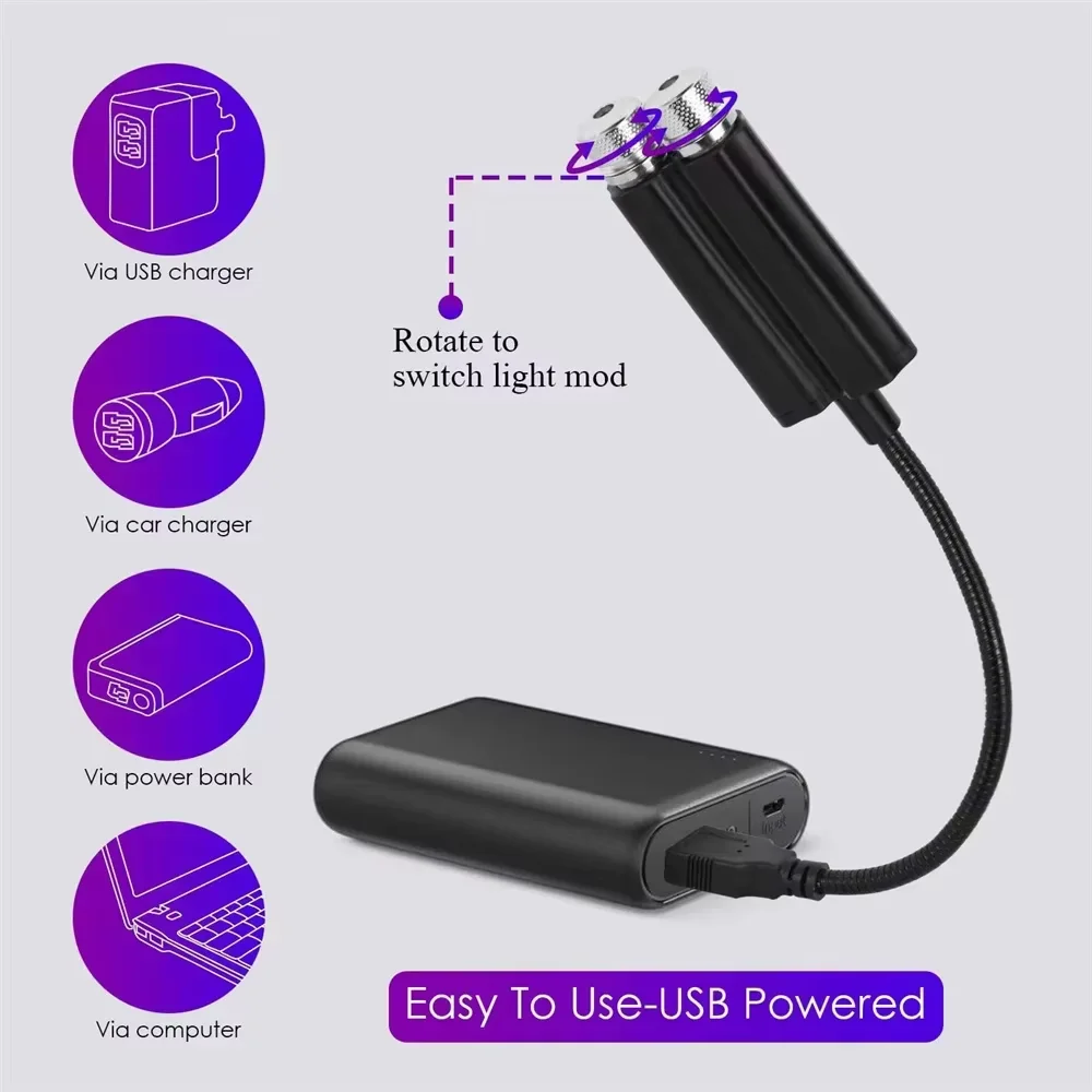1/2/3 pièces LED voiture toit atmosphère étoile projecteur lumière romantique USB Laser scène lumière maison fête USB double tête LED lumière étoilée