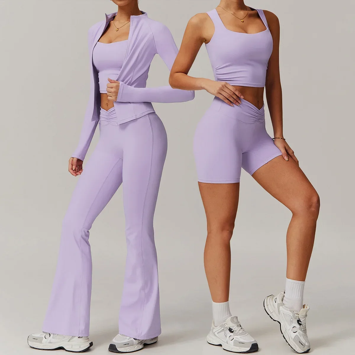 

2Pcs Fitness Yoga Set Women Workout Athletic Clothing Long Sleeve Shirt Gym Vest High Waist Leggings Tights-Fitting Sportswear