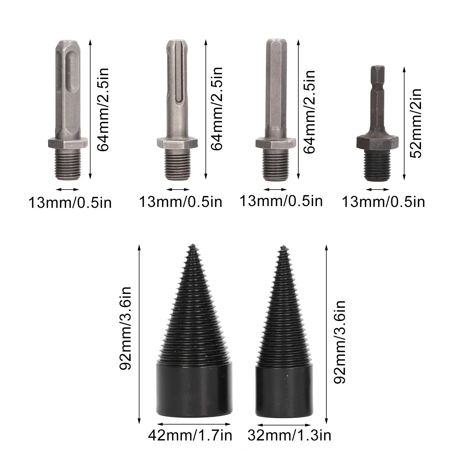 Broca divisora de madeira para acampar, cone de divisão destacável, resistente, 4 alças, 32mm, 42mm, 6 pcs