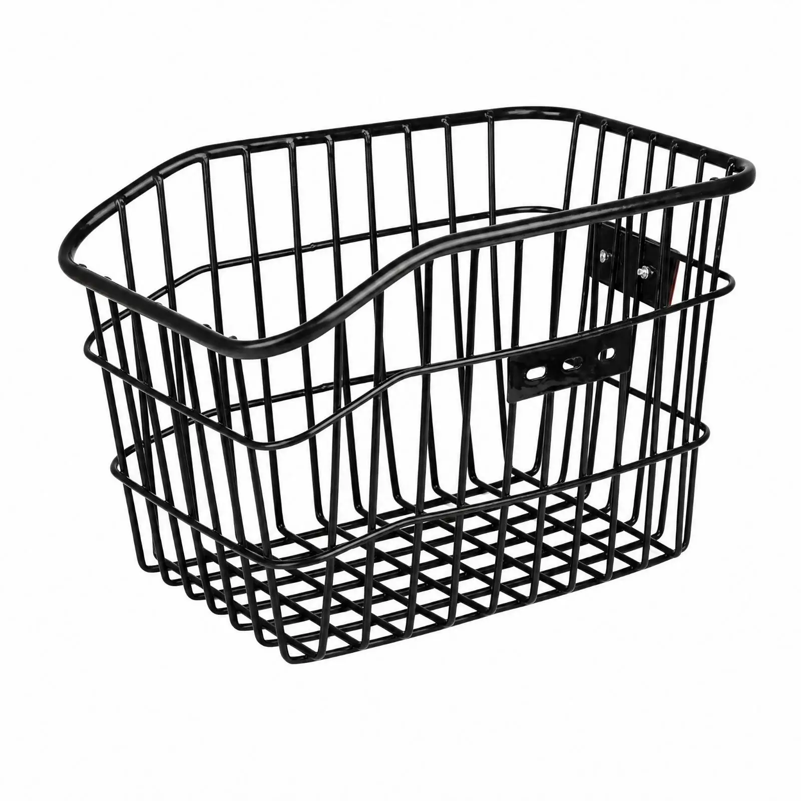 Bicycle Rear Rack Basket Metal Wire Frame with Screws Clips and Rope for Cargo Storage Black Finish for Shopping Trips