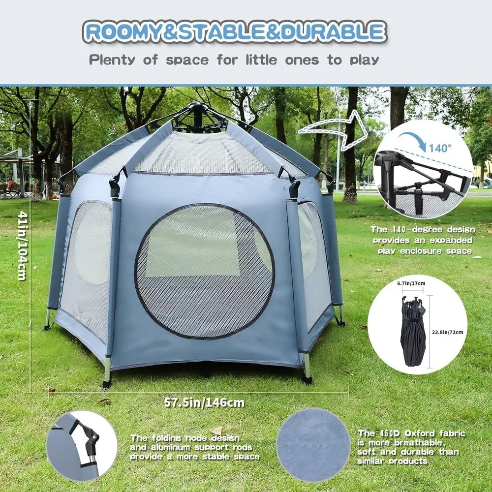 Snel op te zetten lichtgewicht draagbare box met luifel, UPF50+, bugnet voor peuters - gebruik binnen/buiten/strand (veiligheidsgecertificeerd)