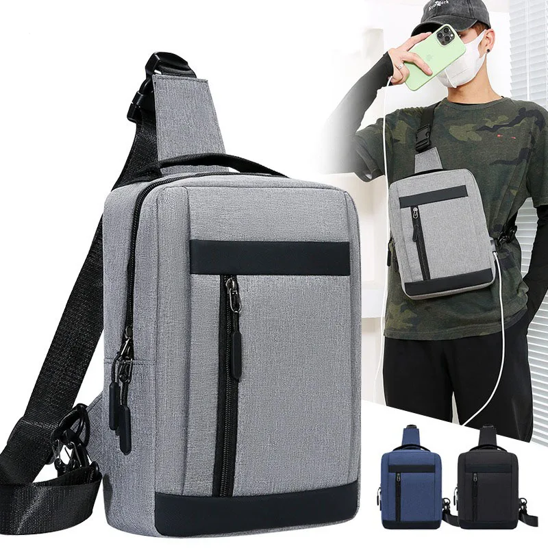 

Модная мужская нагрудная сумка через плечо с USB-портом Многофункциональная умная ручная сумка через плечо