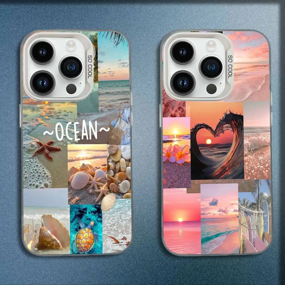 

Summer Seaside Ocean Beach Sea Phone Case For iPhone 16,15,14,13,12,11,Mini,Pro,E,SE4,MAX White Candy Matte Fashion Cover