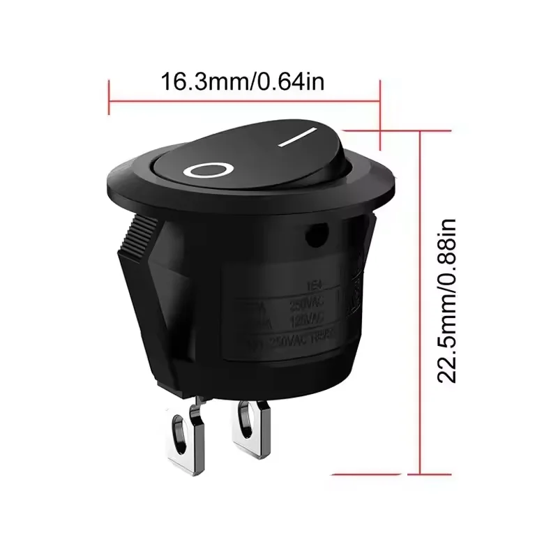 10 件 Spst Snap-In Switch on Off 2 Pin Round Snap Rocker Boat Switch Ac for Car Auto Boat Household Appliances image 6