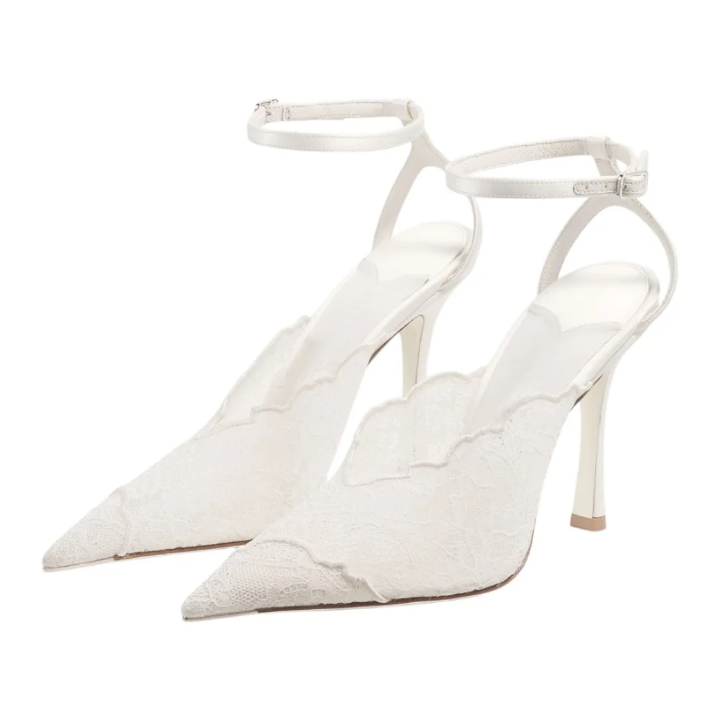 Kiva - Lace Embroidery Metal Pointed Heels Pink detail 7