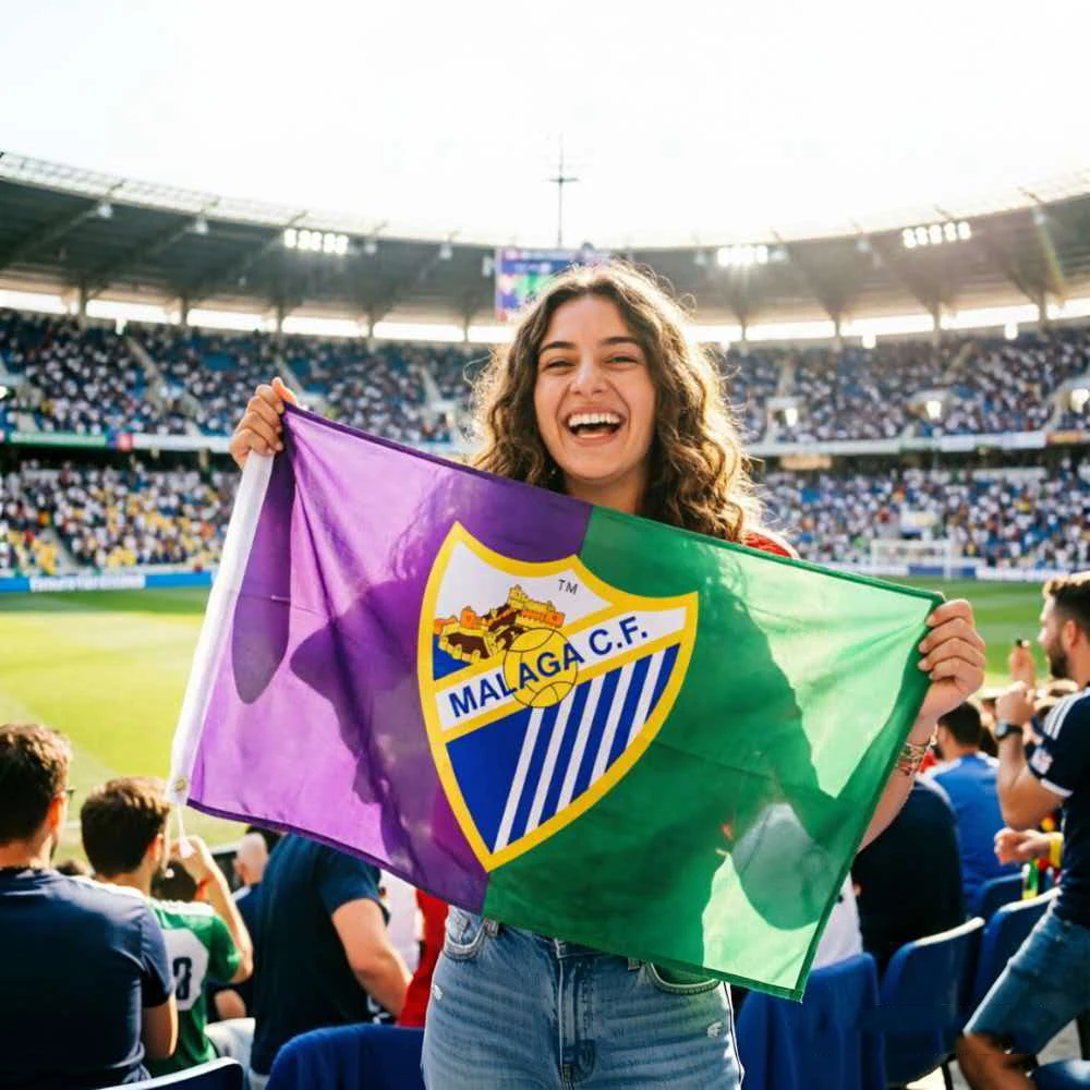 Professional Print Malaga CF Flags- Football Club Team Logo Banderas Decorations for Fans And Spanish