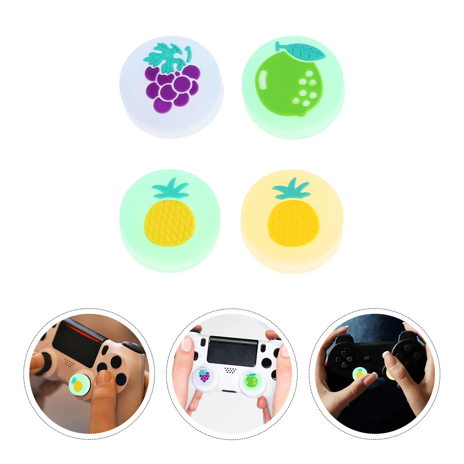 

4Pcs Glow in The Dark Switch Thumbstick Grips Comfortable Silicone Joystick Caps Button Covers Protective Gaming Accessories