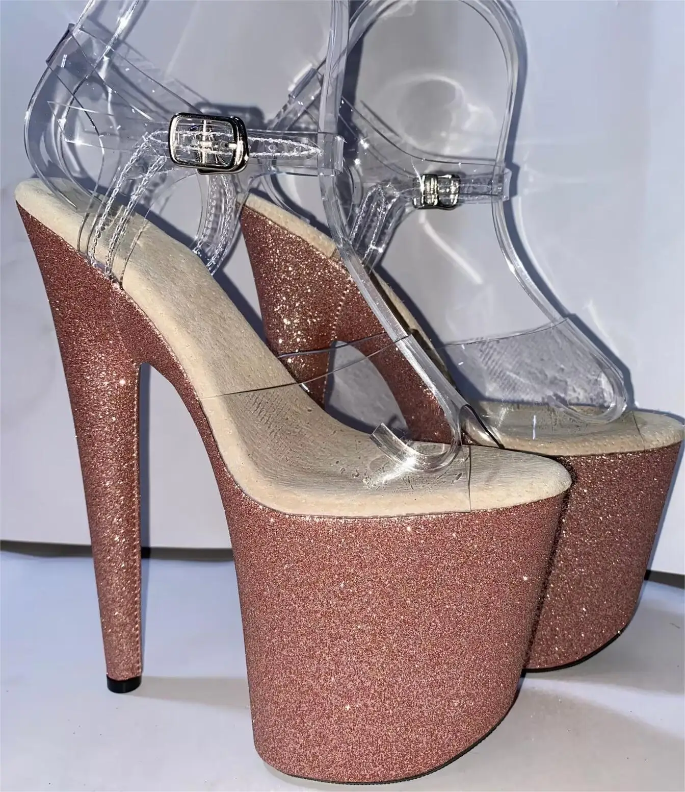 Summer 20cm sexy small black flash waterproof platform, stiletto heels/ultra high heel pole dancing model sandals