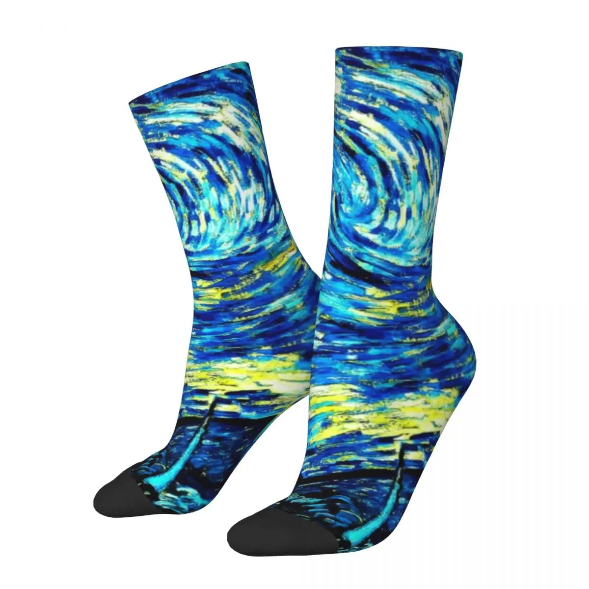 Van Gogh Stockings Starry Night Print Design Leisure Socks Autumn Anti Skid Socks Women Skateboard Warm Soft Socks