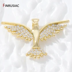 18K Gold Plated Inlaid Zircon Bird/Dragonfly Pendants For Necklace Making,Brass Flower Circle Charms,DIY Jewelry Making Findings