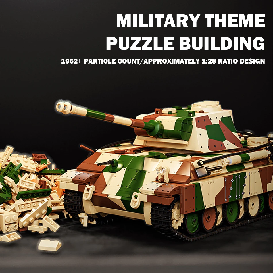 WW2 Military Series Army German Medium Tank Panther IV Ausf. F2 G Model Building Blocks Set with Figures Bricks Toys Kids Gifts