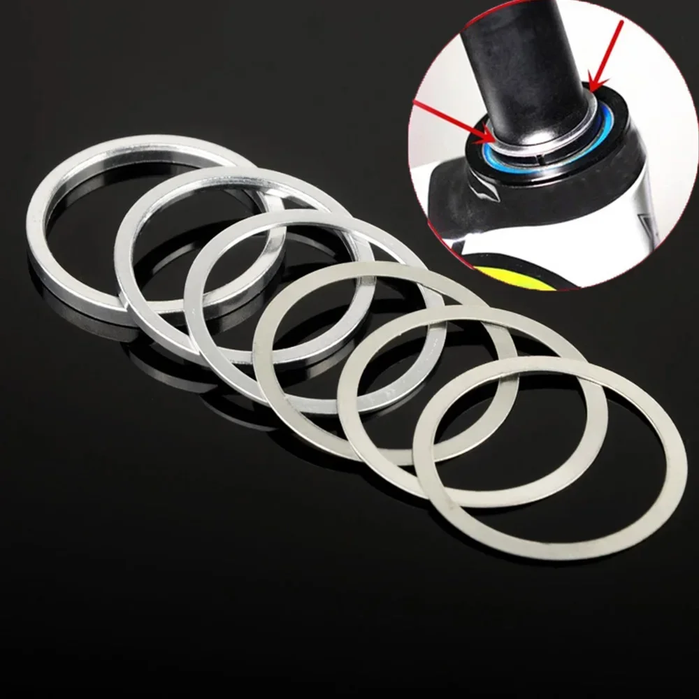 Aluminum Alloy 6pcs Bike Headset Ring Fine Tuning Bike Front Fork Bicycle Headset Spacer Spacing Pad Adjusting Washer Gasket view 2