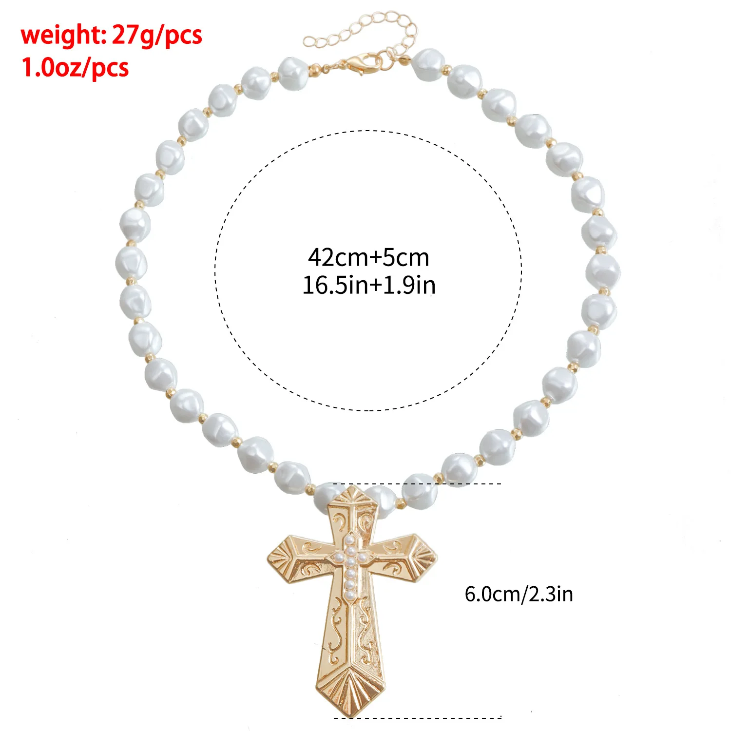 New Fashion Trend Accessories Cyberpunk Style Mosaic Cross Fashion Irregular Pearl Necklace for Women  Party Jewelry