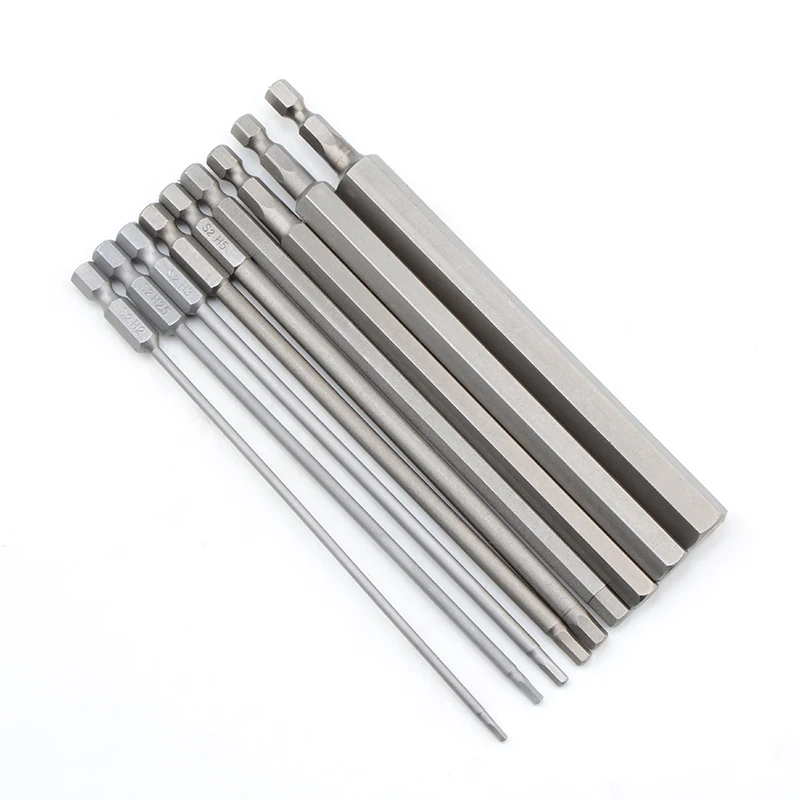 10pcs 150mm/200mm Hex Head Allen Wrench Drill Bit Set Long Allen Screwdriver Bits Magnetic Tips Hex Key Screwdriver Socket Bits